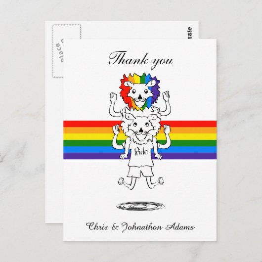 Gay Pride Flag Funny Lions Wedding Bedankt Briefkaart (Voorkant / Achterkant)