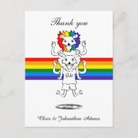 Gay Pride Flag Funny Lions Wedding Bedankt