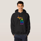 Gay Pride Flag  Michigan State Map  Rainbow Stripe Hoodie (Voorkant volledig)