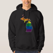 Gay Pride Flag  Michigan State Map  Rainbow Stripe Hoodie (Voorkant)