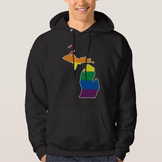 Gay Pride Flag  Michigan State Map  Rainbow Stripe Hoodie (Voorkant)