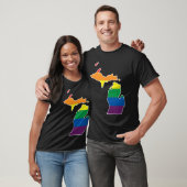 Gay Pride Flag  Michigan State Map  Rainbow Stripe T-shirt (Unisex)