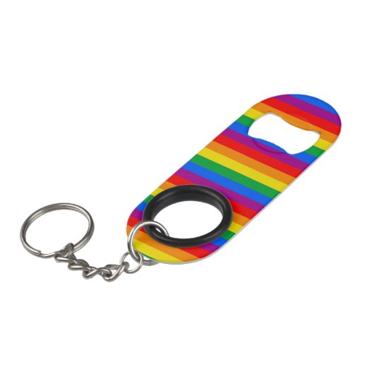 Gay Pride Flag Mini Flessenopener (Voorkant Gekanteld)