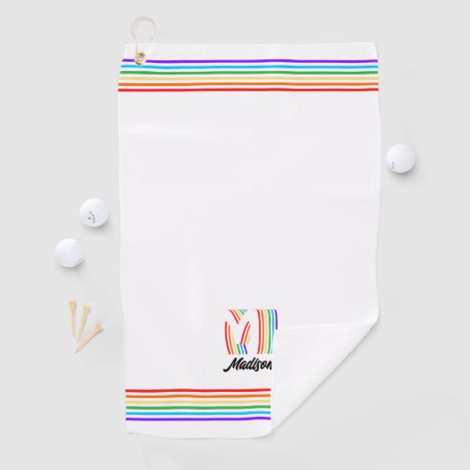 Gay Pride Flag Monogram Golf Towel Golfhanddoek (Insitu)