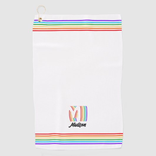Gay Pride Flag Monogram Golf Towel Golfhanddoek (Voorkant)
