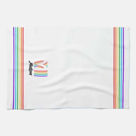 Gay Pride Flag Monogram Kitchen Towel Theedoek (Horizontaal)