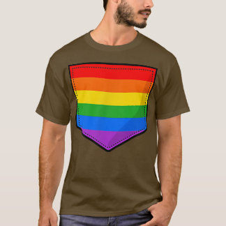 Gay Pride Flag Pocket T Shirt  LGBTQ Novelty Rainb