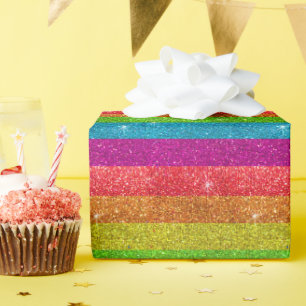 Gay Pride Flag Rainbow Glitter Stripes LGBTQIA Cadeaupapier