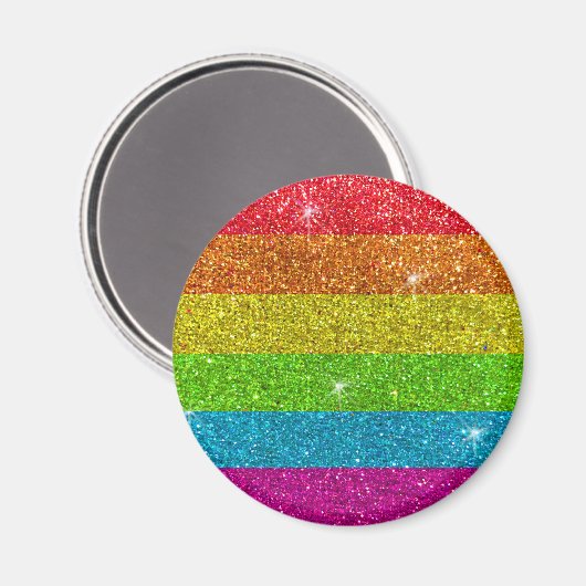 Gay Pride Flag Regenboog Glitter Stripes LGBT Love Magneet (Voorkant / Achterkant)
