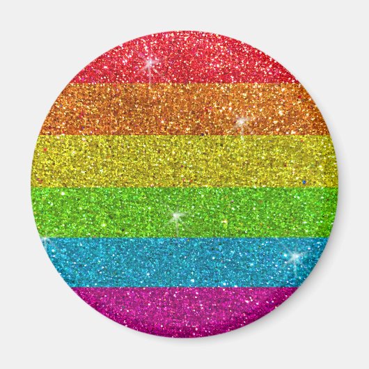 Gay Pride Flag Regenboog Glitter Stripes LGBT Love Magneet (Voorkant)