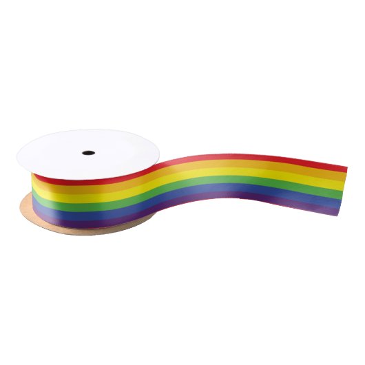 Gay Pride Flag Ribbon Satijnen Lint (Spoel)