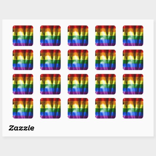 Gay Pride Flag Square Stickers (Vel)