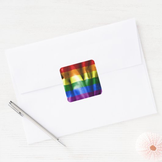 Gay Pride Flag Square Stickers (Envelop)