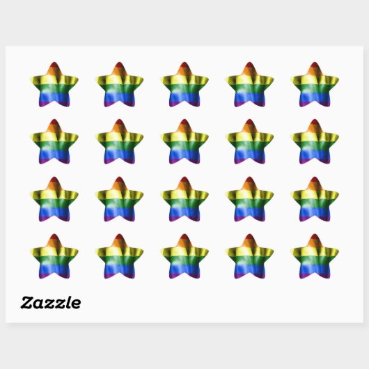 Gay Pride Flag Star Shaped Sticker (Vel)