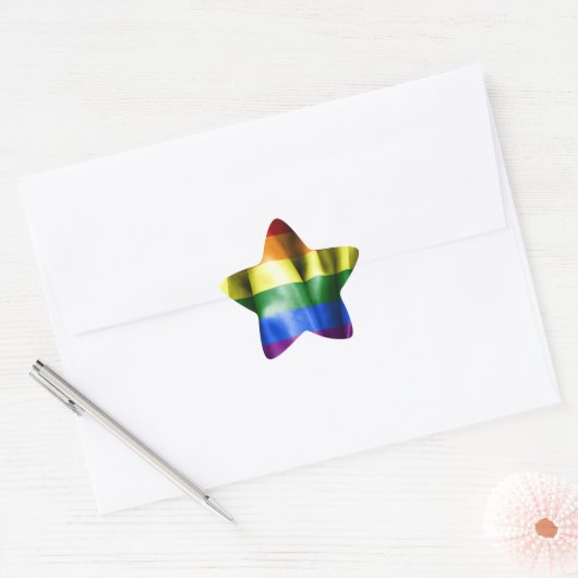 Gay Pride Flag Star Shaped Sticker (Envelop)
