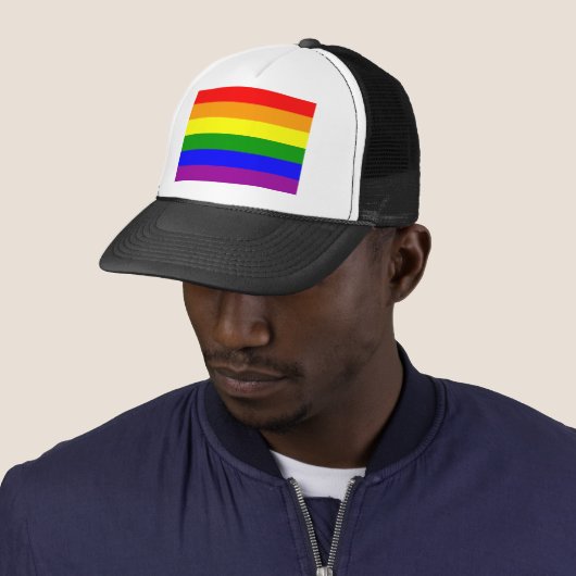 Gay Pride Flag Trucker Pet (In situ)