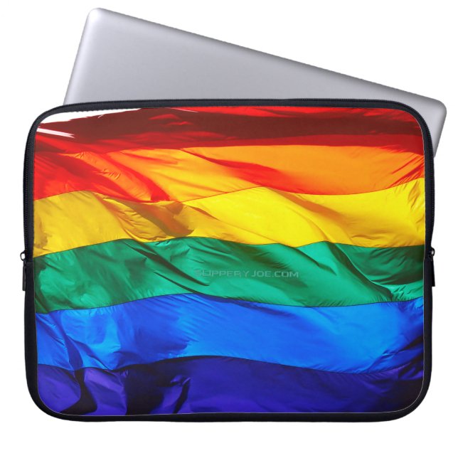 Gay Pride Flag van SlipperyJoe blaast de kleurendr Laptop Sleeve (Voorkant)