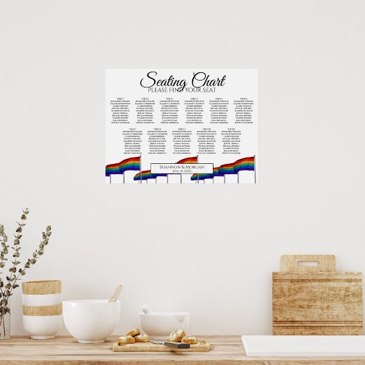 Gay Pride Flags 11 Tabel Wedding Seating Chart Poster (Keuken)