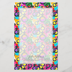 Gay Pride Gender Neon Pattern Briefpapier