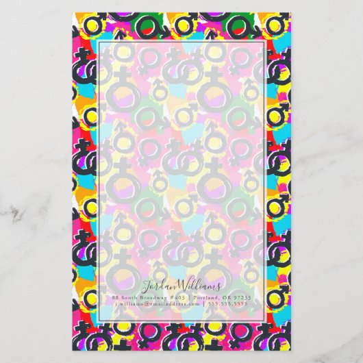 Gay Pride Gender Neon Pattern Briefpapier (Voorkant)
