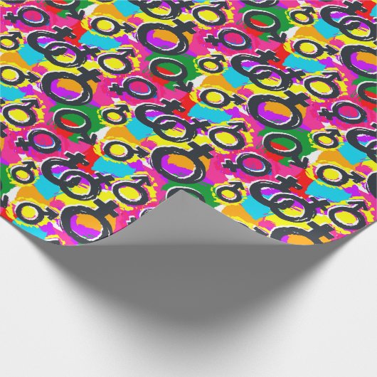 Gay Pride Gender Neon Pattern Cadeaupapier (Hoek)