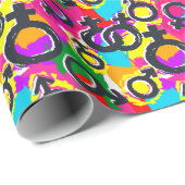 Gay Pride Gender Neon Pattern Cadeaupapier (Rol Hoek)