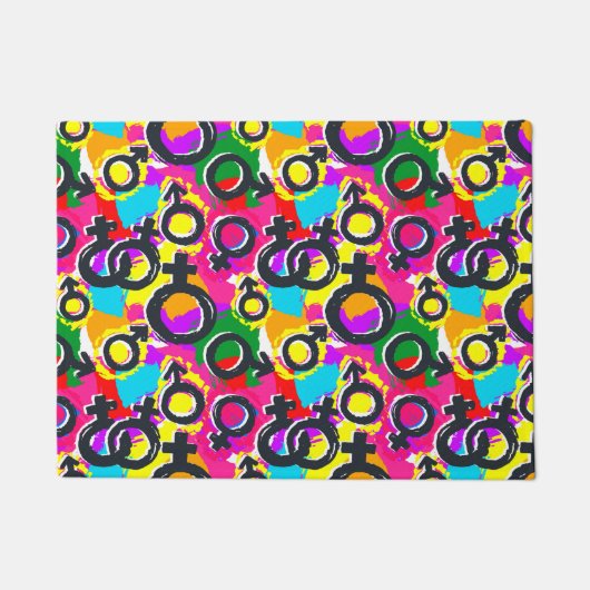 Gay Pride Gender Neon Pattern Deurmat (Voorkant)