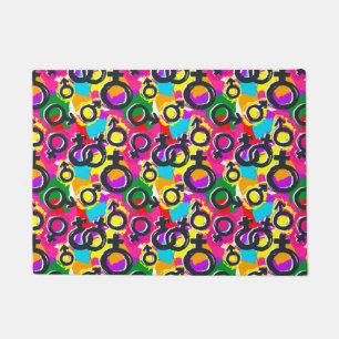 Gay Pride Gender Neon Pattern Deurmat