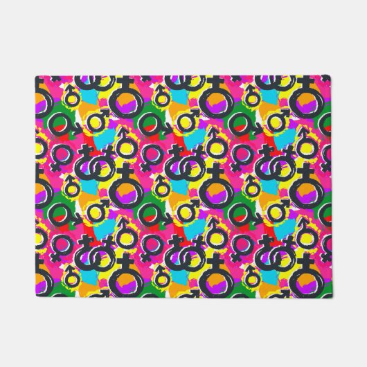 Gay Pride Gender Neon Pattern Deurmat (Voorkant)