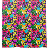 Gay Pride Gender Neon Pattern Douchegordijn (Voorkant)