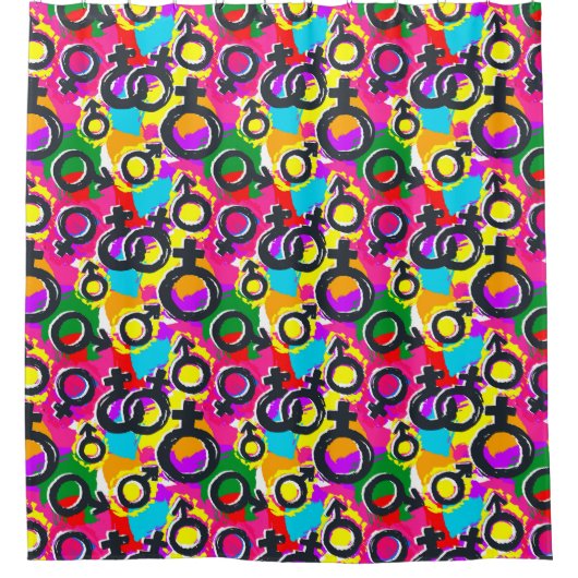 Gay Pride Gender Neon Pattern Douchegordijn (Voorkant)