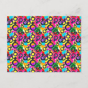 Gay Pride Gender Neon Pattern Feestdagenkaart