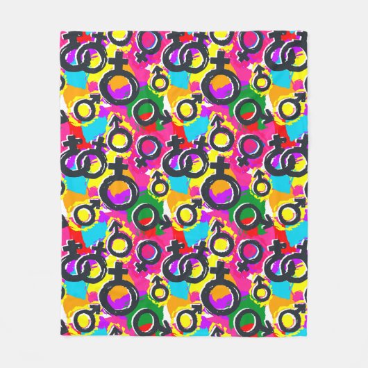Gay Pride Gender Neon Pattern Fleece Deken (Voorkant)