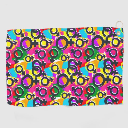 Gay Pride Gender Neon Pattern Golfhanddoek (Horizontaal)