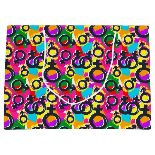 Gay Pride Gender Neon Pattern Groot Cadeauzakje (Voorkant)