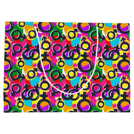 Gay Pride Gender Neon Pattern Groot Cadeauzakje (Achterkant)