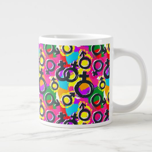 Gay Pride Gender Neon Pattern Grote Koffiekop (Rechts)
