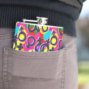 Gay Pride Gender Neon Pattern Heupfles