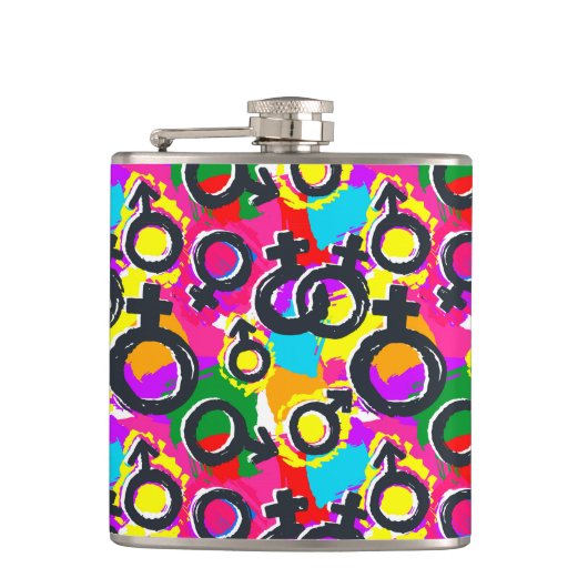 Gay Pride Gender Neon Pattern Heupfles (Voorkant)