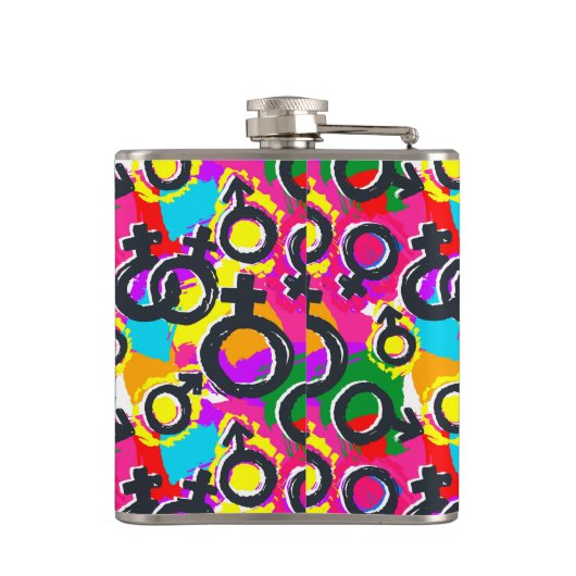 Gay Pride Gender Neon Pattern Heupfles (Achterkant)