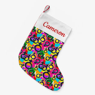 Gay Pride Gender Neon Pattern Kleine Kerstsok