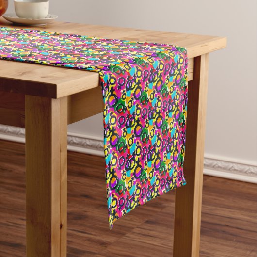 Gay Pride Gender Neon Pattern Korte Tafelloper (Voorbeeld)
