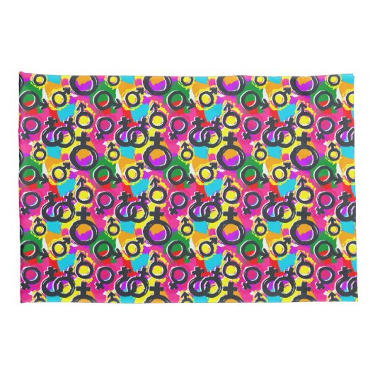 Gay Pride Gender Neon Pattern Kussensloop (Achterkant-Rechts)