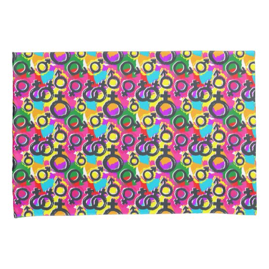 Gay Pride Gender Neon Pattern Kussensloop (Voorkant-Rechts)