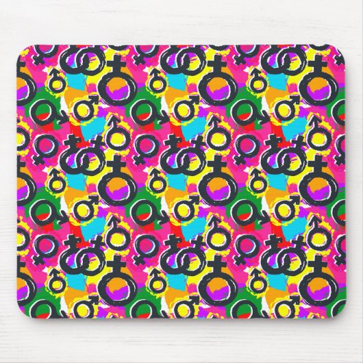 Gay Pride Gender Neon Pattern Muismat (Voorkant)