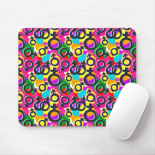 Gay Pride Gender Neon Pattern Muismat (Met muis)
