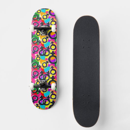 Gay Pride Gender Neon Pattern Persoonlijk Skateboard (Voorkant)