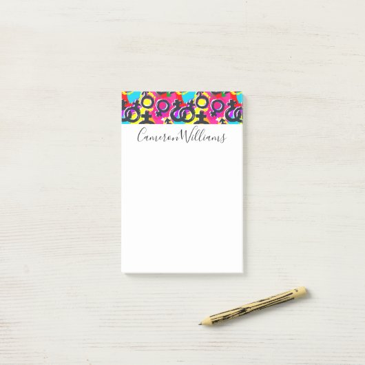 Gay Pride Gender Neon Pattern Post-it® Notes (Op bureau)