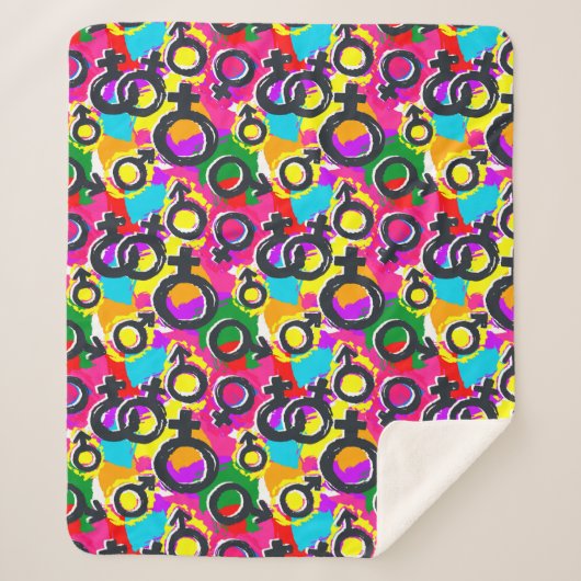Gay Pride Gender Neon Pattern Sherpa Deken (Voorkant)