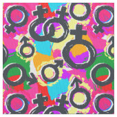 Gay Pride Gender Neon Pattern Stof (Close Up)